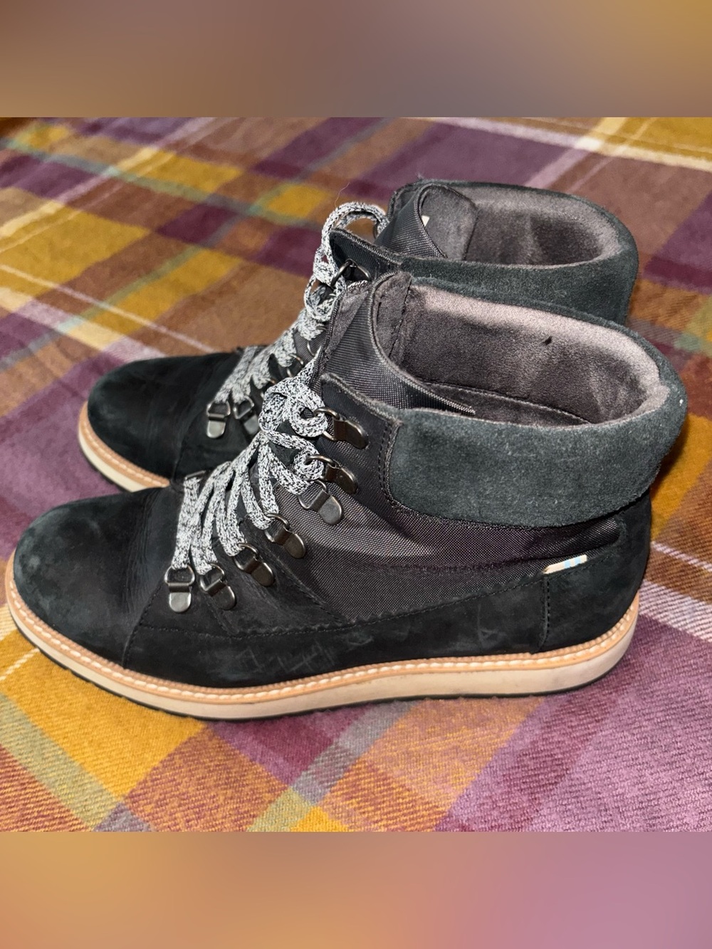 TOMS Mesa Black Suede & Nylon Hiker Boots